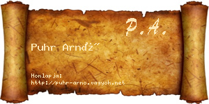 Puhr Arnó névjegykártya